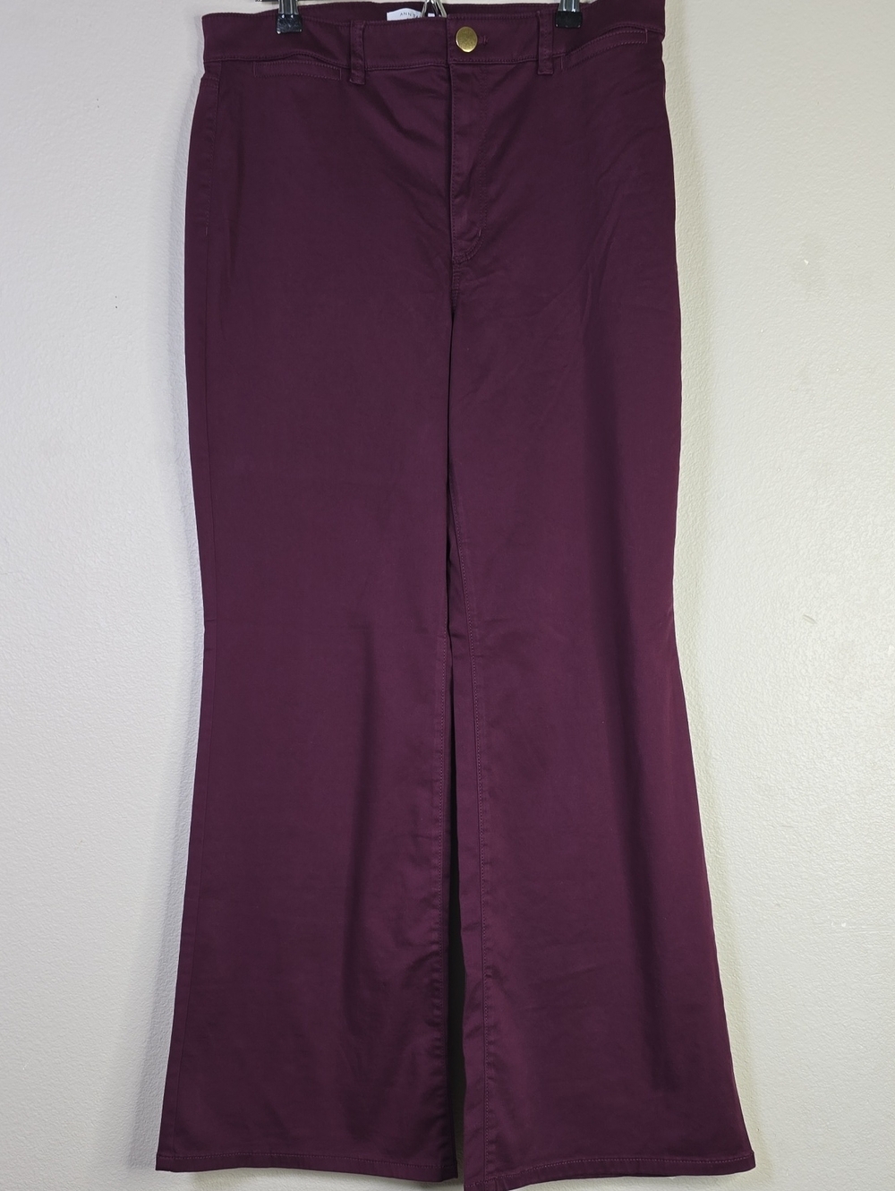 Ann Taylor Weekend Burgundy Go Everywhere Flare Pants Size 12 NWT.